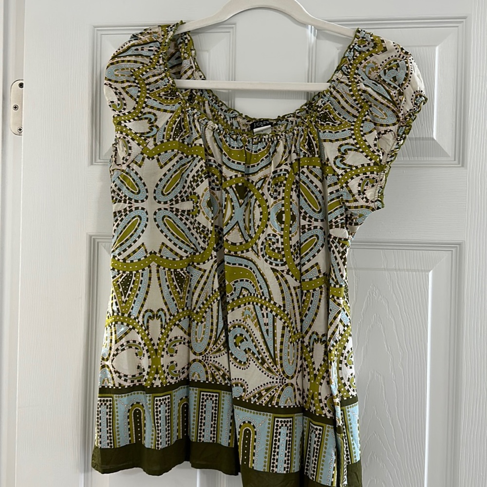 Beautiful JCrew sz L cap sleeve blouse 100% cotton